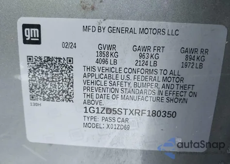 2024 Chevrolet Malibu Fwd 1Lt from USA, damaged, VIN 1G1ZD5STXRF180350